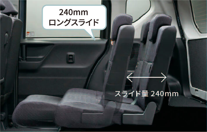 リヤシート左右分割ロングスライド（240mm）
